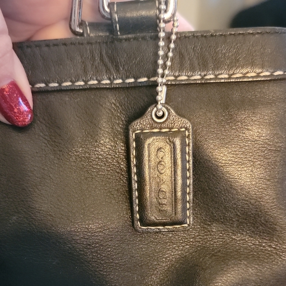 Coach Hamilton Black Leather Tote Bag with Silver Accents - Picture 11 of 11